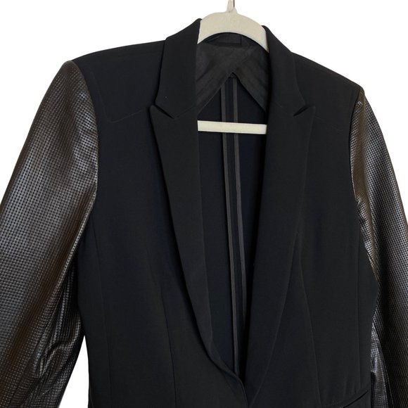 Rag & Bone Black Perforated Leather Sleeve Blazer, 8 - Picture 4 of 11